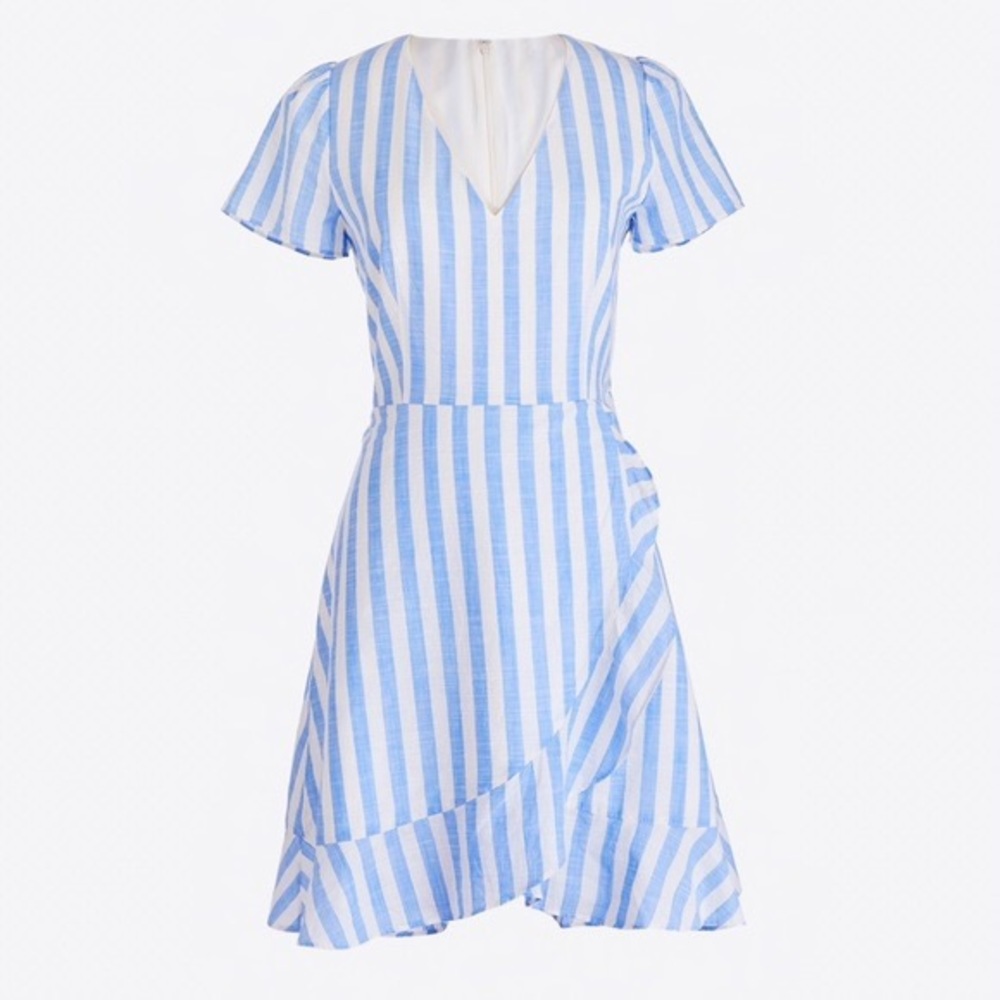 J Crew Factory blue white stripe fit and flare dress